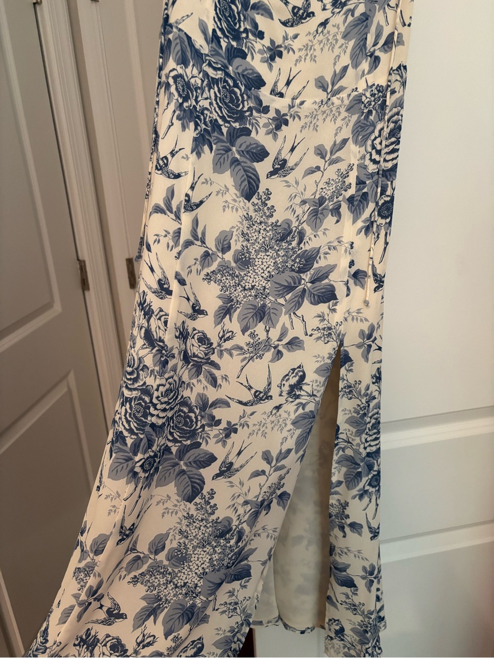 Reformation White Dress with Blue Floral Print - Picture 3 of 4